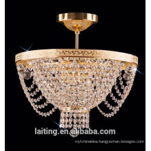 Decorative crystal antique chandelier bronze ceiling lamp for living room